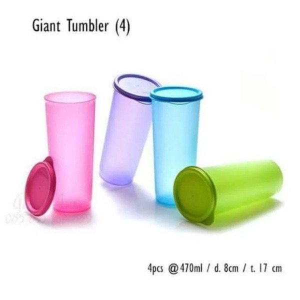 Tupperware Giant Tumbler 470ml Gelas Minum Dengan Tutup Anti Tumpah