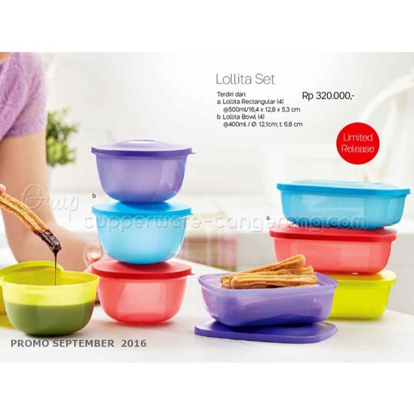 Tupperware Wadah makan Lolita Regtangular 500ml Lollita Bowl 400ml
